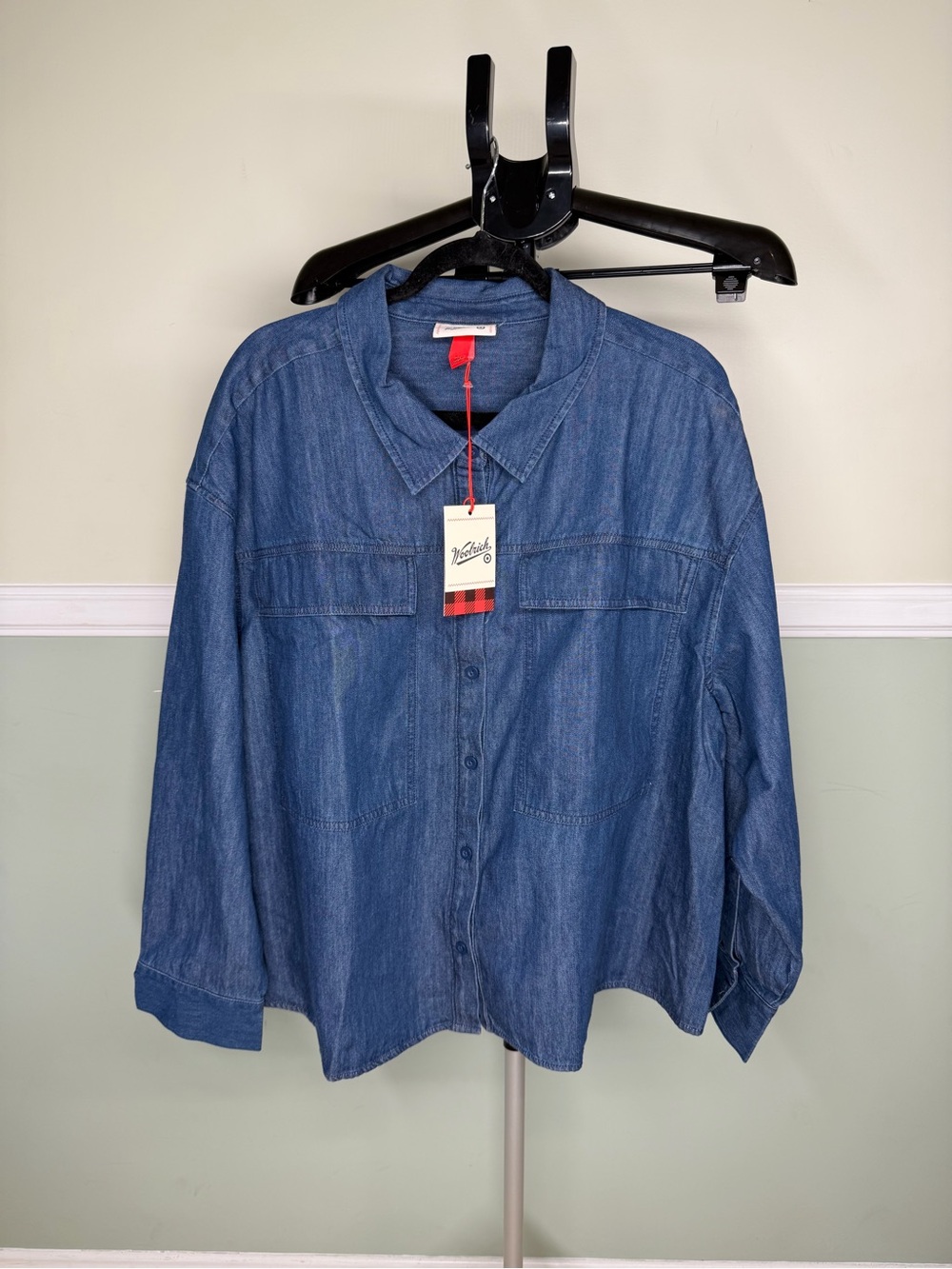 Woolrich Men's Blue Denim Shirt Jacket Button Front Size 2X